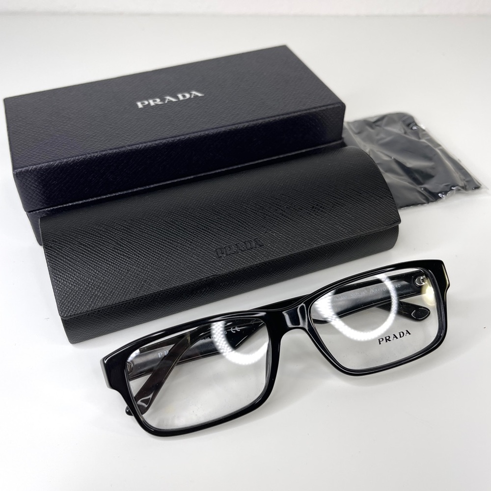 PRADA 55mm Rectangular Optical Glasses Black NEW … - image 15